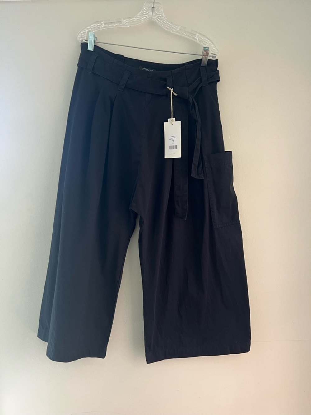 Wide-Leg Utility Crop Pants - Black
